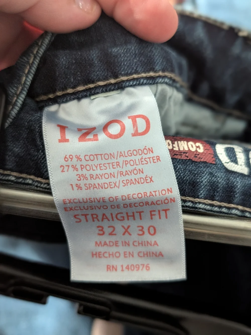 IZOD Men's Dark Blue Straight-Leg Jeans 32 X30